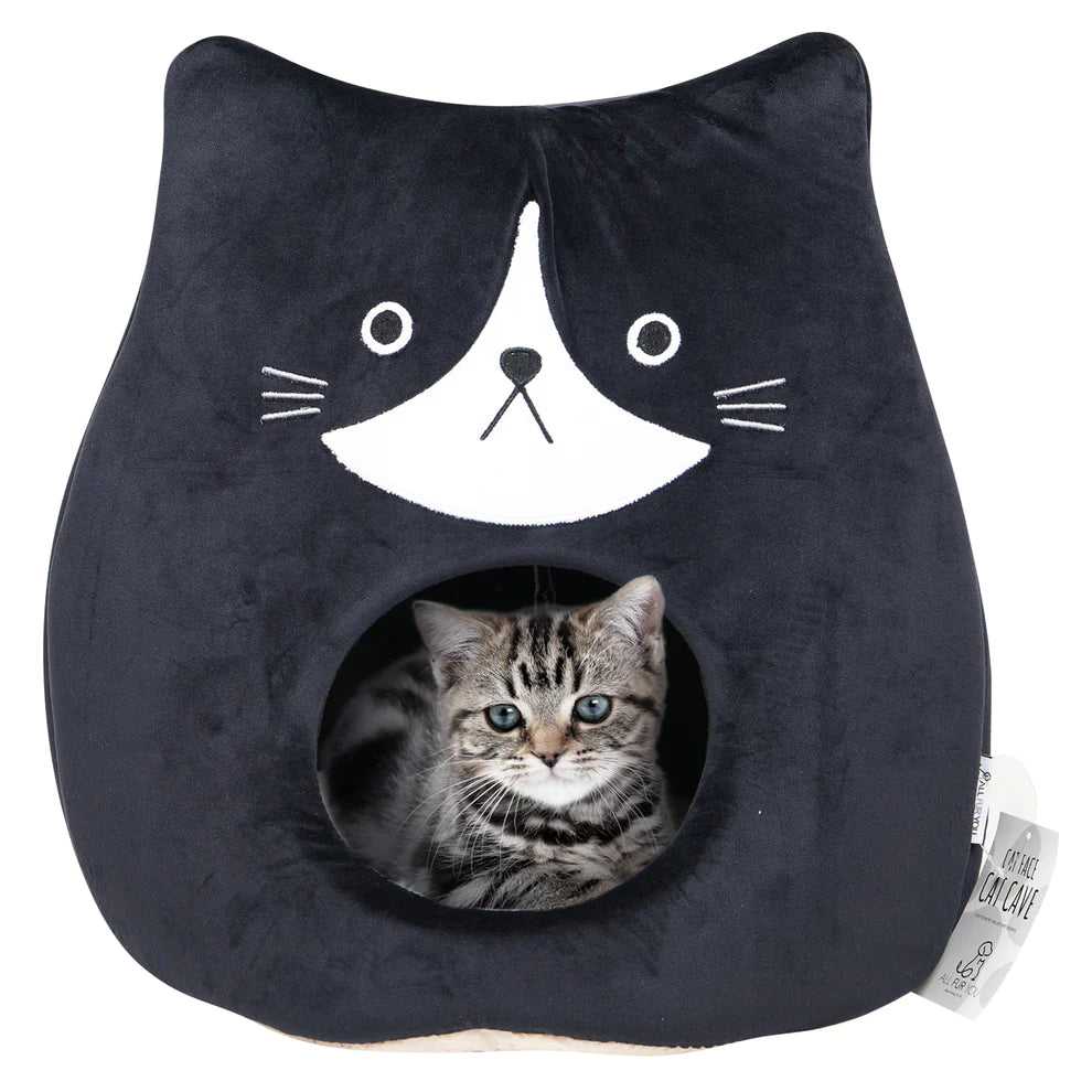 ALL FUR YOU CAT FACE CAT CAVE BLACK