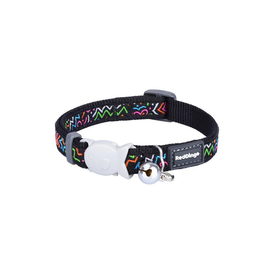 RED DINGO CAT COLLAR SQUIGGLES BLACK
