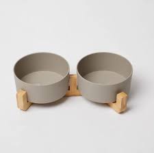 MOG & BONE DOUBLE DOG BOWL MOCCA