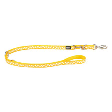 RED DINGO DOG LEAD WHITE SPOTS ON YELLOW