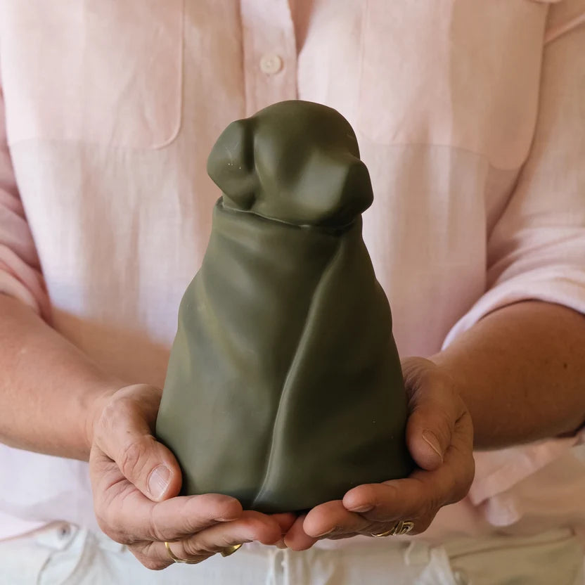 RBM RESIN WRAPPED URN SMALL OLIVE GREEN