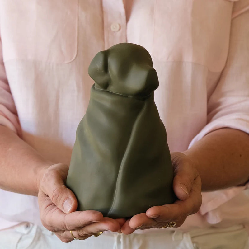 RBM RESIN WRAPPED URN LARGE OLIVE GREEN