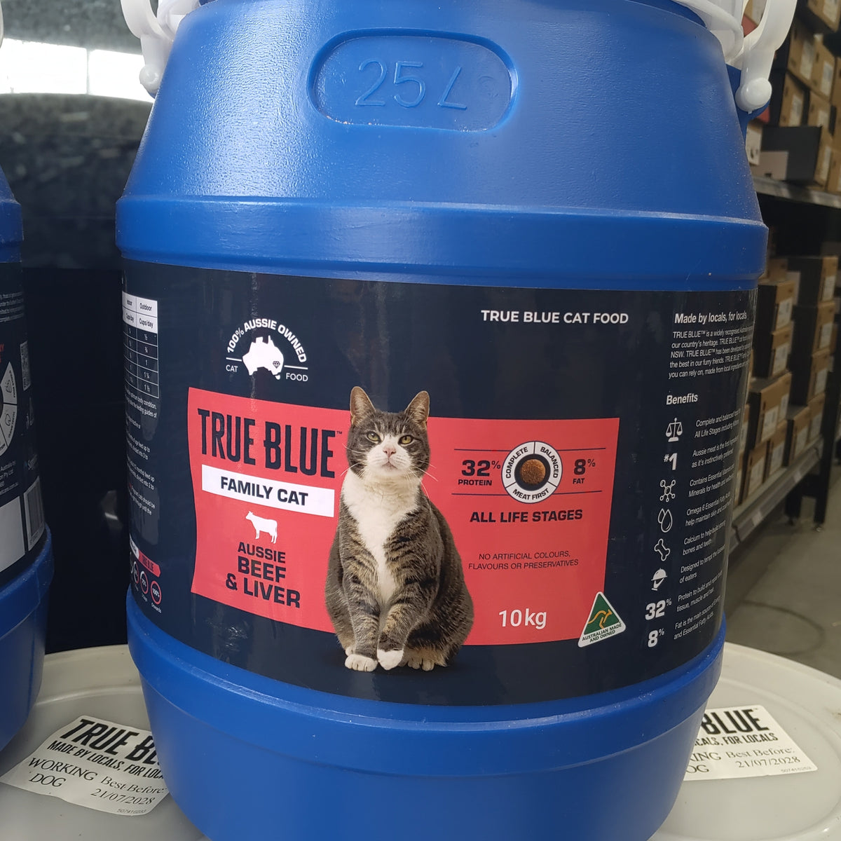 True Blue Cat Food Barrells - Beef & Liver 10kg